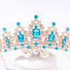 Picture of FORSEVEN Crystal Tiaras for Women, Wedding Tiaras and Crowns for Women Tiaras for Girls Birthday Party Princess Crown Hair Accessories Bride Rhinestone Headbands (Gold+Lake Blue)