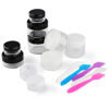 Picture of Accmor 10 Pieces Makeup Travel Containers with Lids 3/5/10/15/20 Gram Size Cosmetic Jars with 5 Pieces Mini Spatulas for Gift(White Color)
