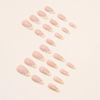 Picture of Flower Almond Press on Nails Medium Fake Nails French Tip False Nails with Designs Floral Glue on Nails Glossy Full Cover Acrylic Nails Artificial Cute Stick on Nails for Women Nails Manicure 24pcs