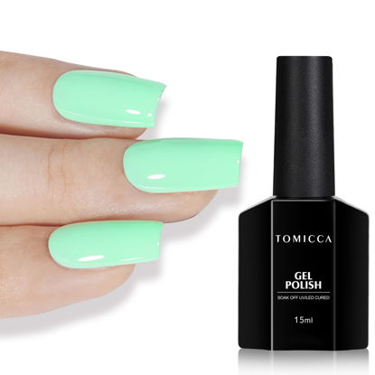 Picture of TOMICCA Green Gel Polish, Bright Green Nail Polish Gel, Soak Off UV LED Macaron Gel Polish Fast Dry, Spring Summer French Pastel Nail Art Manicure Salon DIY