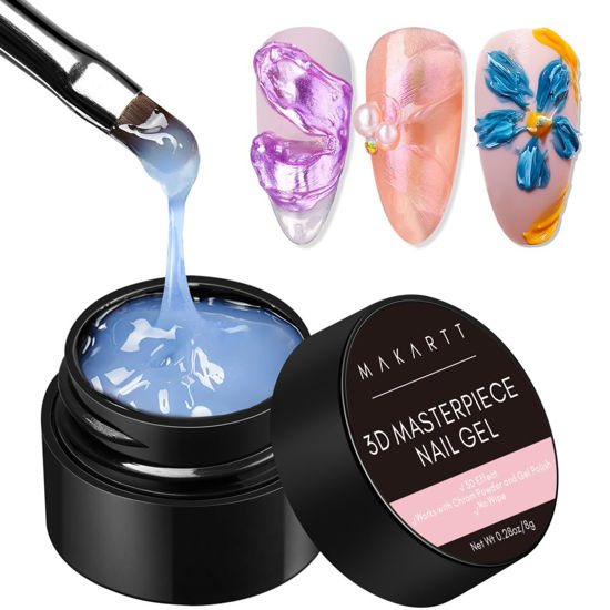 Picture of Makartt 3D Texture Nail Gel Sculpting Gel Nail Art Glue for Nail Art Mirror Chrome Nail Powder Gel Nail Polish Craving 3D Metal Painting Drawing Design Sculpture Gel Nail Decoration Manicure Charms