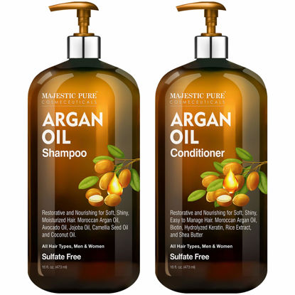 Picture of MAJESTIC PURE Argan Oil Shampoo and Conditioner Set | Nourishing & promotes Soft and Silky Hair | Sulfate Free | For All Hair Types, Men and Women - 2 x 16 fl oz