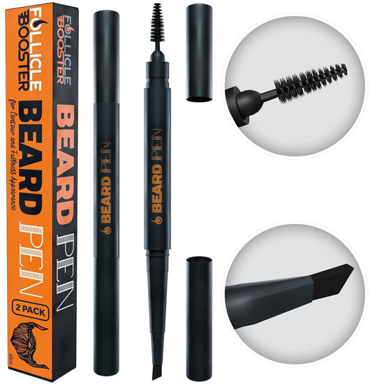 Picture of Beard Pen Filler for Men - Barber Styling Grooming Pencil - Waterproof, Sweat Proof, Long Lasting Solution with Natural Finish - Cover Beard and Scalp Patches in Seconds - Medium Brown 2 Pack