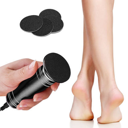 Picture of krofaue Upgrade Electronic Foot File Grinder (Speed Adjustable) with 60pcs Replacement Sandpaper Disk, Electric Callus Remover Professional Pedicure Tool for Men Women Dead Cracked Hard Skin Calluses