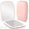 Picture of Rechargeable Travel Mirror with Lights 3 Color Modes,1X/3X Magnification Mini Led Compact Makeup Mirror for Purse, Travel Essentials Gifts Stocking Stuffers for Girls Women - Pink