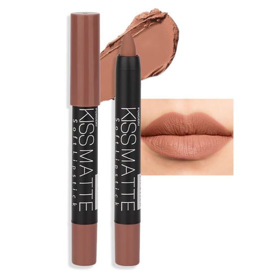 Picture of evpct DNM 1Pcs Light Nude Brown Matte Lipstick and Lip Crayon Liner Pencil Set for Women Lip Stain Long Lasting Waterproof labiales mate magicos 24 horas originales pintalabios permanente 24 horas 17