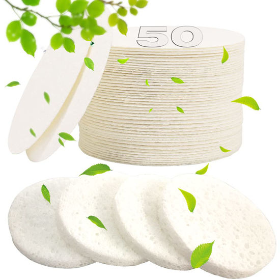 Picture of METUUTER 50 PCS Compressed Facial Sponges for Estheticians- 100% Natural Cellulose Face Sponge Professional Cosmetic Spa Sponges for Face Cleansing, Massage, Pore Exfoliating, Mask, Makeup Removal