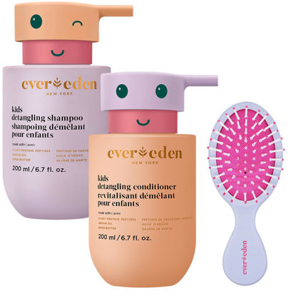 Picture of Evereden Happy Hair Duo for Kids: Vegan Shampoo and Conditioner Set with Detangler Brush - Strengthens & Smooths All Hair Types