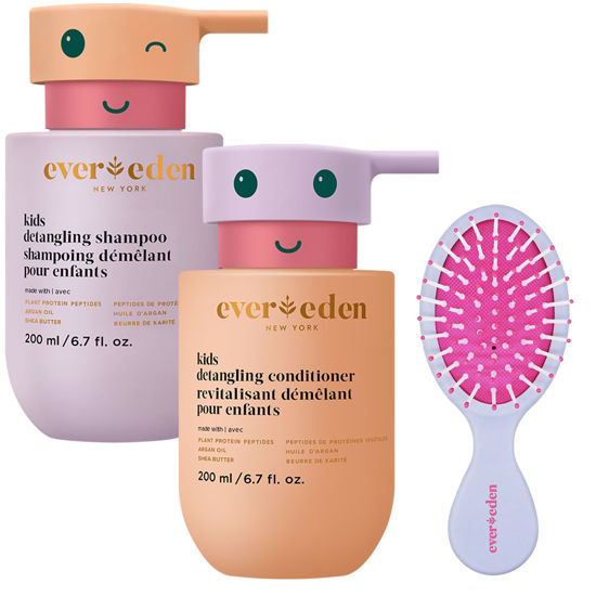 Picture of Evereden Happy Hair Duo for Kids: Vegan Shampoo and Conditioner Set with Detangler Brush - Strengthens & Smooths All Hair Types