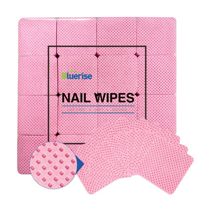 Picture of BLUERISE Lint Free Nail Wipes Pink 2500pcs Nail Polish Remover Pads Soft Absorbable Eyelash Extension Glue Cleaning Wipes