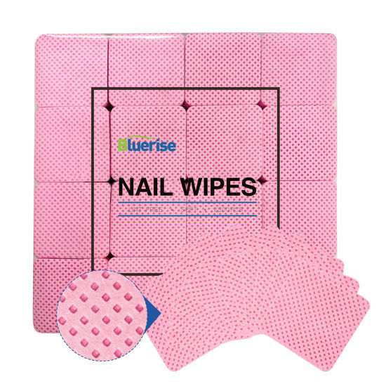 Picture of BLUERISE Lint Free Nail Wipes Pink 2500pcs Nail Polish Remover Pads Soft Absorbable Eyelash Extension Glue Cleaning Wipes