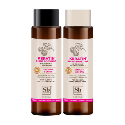 Picture of Soapbox Shine Boosting Keratin Shampoo & Conditioner Set with Argan Oil, Pack of 2 Sulfate Free, Paraben Free, Silicone Free, Color Safe, and Vegan Hair Products, 16 Ounces Each