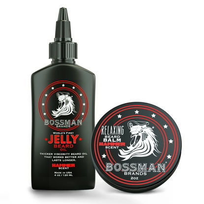 Picture of Bossman Beard Oil Jelly and Relaxing Beard Balm Combo- Hammer Scent