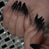 Picture of Almond Press on Nails Short Black Fake Nails Press ons Medium False Nails with Designs Ombre Glossy Full Cover Acrylic Glue on Nails Cute Artificial Stick on Nails for Women Nail Art Decoration 24Pcs
