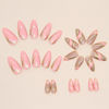 Picture of Pink Press on Nails Almond Medium Fake Nails with Design Gold Swirl False Nails Press ons Acrylic Glue on Nails Cute Glossy Full Cover Artificial Stick on Nails for Women Manicure 24Pcs