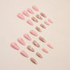 Picture of Pink Press on Nails Almond Medium Fake Nails with Design Gold Swirl False Nails Press ons Acrylic Glue on Nails Cute Glossy Full Cover Artificial Stick on Nails for Women Manicure 24Pcs