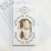 Picture of Almond Press on Nails Medium Fake Nails with Designs White French Tip False Nails Press ons Glitter Line Zebra Print Glossy Acrylic Glue on Nails Full Cover Artificial Stick on for Women Supplies