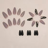 Picture of Almond Press on Nails Medium Fake Nails with Designs Brown Black False Nails Press ons Gold Foil Matte Full Cover Acrylic Glue on Nails Cute Artificial Stick on for Women Decorations 24Pcs