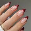 Picture of Rde French Tip Press on Nails Almond Medium Fake Nails with Design Pearl False Nails Press ons Glossy Full Cover Acrylic Glue on Nails Cute Artificial Stick on Nails for Women Manicure 24Pcs