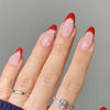 Picture of Rde French Tip Press on Nails Almond Medium Fake Nails with Design Pearl False Nails Press ons Glossy Full Cover Acrylic Glue on Nails Cute Artificial Stick on Nails for Women Manicure 24Pcs