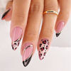 Picture of Alomnd Press on Nails Medium Fake Nails Leopard Print False Nail Press ons with Design French Tip Acrylic Glossy Full Cover Glue on Nails Cute Artificial Nails Stick on Nails for Women Manicure 24Pcs