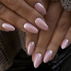Picture of Pink Press on Nails Almond Medium Fake Nails with Design Shiny False Nails Press ons Glossy Full Cover Acrylic Glue on Nails Cute Artificial Stick on Nails for Women Manicure 24Pcs