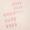 Picture of Pink Press on Nails Medium Almond Fake Nails French Tip False Nails Press ons with Gold Glitter Designs Glossy Full Cover Acrylic Glue on Nails Swirl Wave Stick on Nails for Women Manicure 24Pcs