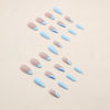 Picture of Blue Press on Nails Short Almond Fake Nails Press ons Glitter False Nails with Designs Wave Glossy Full Cover Acrylic Glue on Nails Cute Artificial Stick on Nails for Women Manicure Decoration 24Pcs