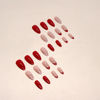 Picture of Red Press on Nails Medium Almond Fake Nails with Designs French Tip False Nails Press ons Gold Glitter Glossy Full Cover Glue on Nails Acrylic Artificial Cute Stick on Nails for Women Manicure 24Pcs