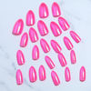 Picture of Hot Pink Press on Nails Medium Almond Fake Nails Glitter False Nails with Sparkle Design Glossy Full Cover Acrylic Glue on Nails Cute Artificial Stick on Nails for Women Manicure 24Pcs