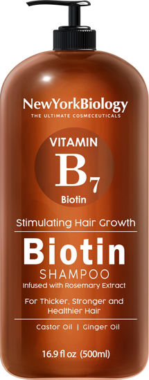 Picture of New York Biology Biotin Shampoo for Hair Growth and Thinning Hair - Thickening Formula for Hair Loss Treatment - For Men & Women - Anti Dandruff - 16.9 fl Oz