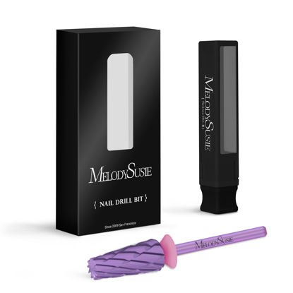 Picture of MelodySusie Super Cut Edition 5 in 1 Nail Drill Bits, 3/32'' Carbide Tungsten Multi-function Bits, Suitable for Manicure Pedicure Cuticle Gel Polishing, Purple, Series Bit-M, 3XC