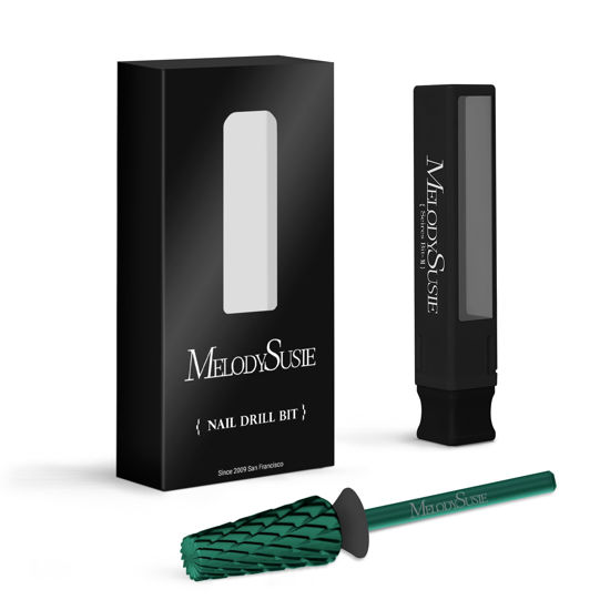 Picture of MelodySusie Super Cut Edition 5 in 1 Nail Drill Bits, 3/32'' Carbide Tungsten Multi-function Bits, Suitable for Manicure Pedicure Cuticle Gel Polishing, Green, Series Bit-M, XC