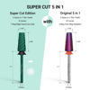 Picture of MelodySusie Super Cut Edition 5 in 1 Nail Drill Bits, 3/32'' Carbide Tungsten Multi-function Bits, Suitable for Manicure Pedicure Cuticle Gel Polishing, Green, Series Bit-M, XC