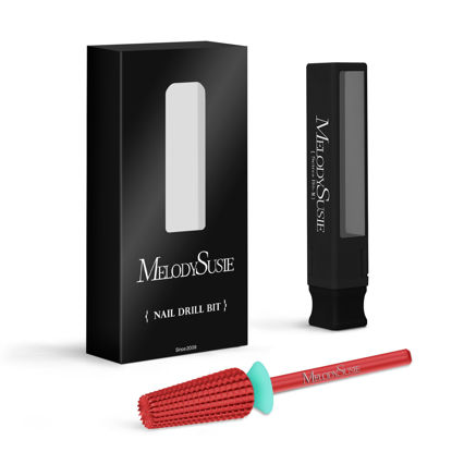Picture of MelodySusie Super Cut Edition 5 in 1 Nail Drill Bits, 3/32'' Carbide Tungsten Multi-function Bits, Suitable for Manicure Pedicure Cuticle Gel Polishing, Red, Series Bit-M, Coarse