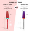 Picture of MelodySusie Super Cut Edition 5 in 1 Nail Drill Bits, 3/32'' Carbide Tungsten Multi-function Bits, Suitable for Manicure Pedicure Cuticle Gel Polishing, Red, Series Bit-M, Coarse
