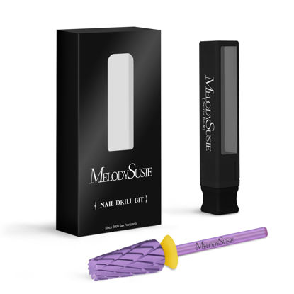 Picture of MelodySusie Super Cut Edition 5 in 1 Nail Drill Bits, 3/32'' Carbide Tungsten Multi-function Bits, Suitable for Manicure Pedicure Cuticle Gel Polishing, Purple, Series Bit-M, 2XC
