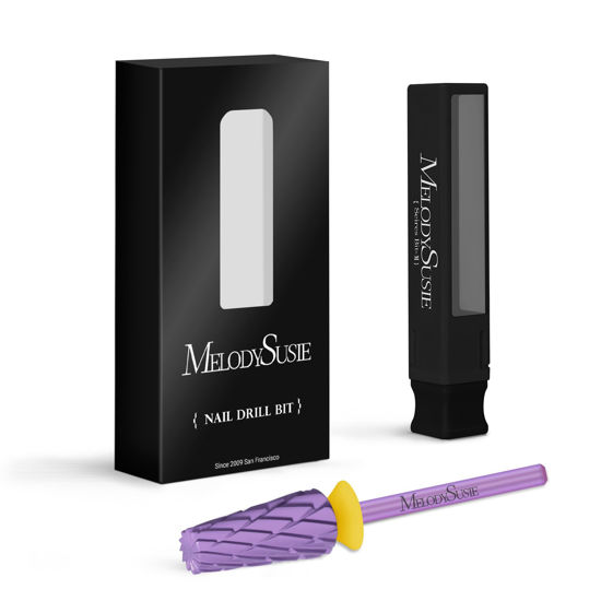 Picture of MelodySusie Super Cut Edition 5 in 1 Nail Drill Bits, 3/32'' Carbide Tungsten Multi-function Bits, Suitable for Manicure Pedicure Cuticle Gel Polishing, Purple, Series Bit-M, 2XC