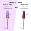 Picture of MelodySusie Super Cut Edition 5 in 1 Nail Drill Bits, 3/32'' Carbide Tungsten Multi-function Bits, Suitable for Manicure Pedicure Cuticle Gel Polishing, Purple, Series Bit-M, 2XC