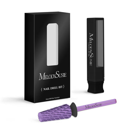 Picture of MelodySusie Super Cut Edition 5 in 1 Nail Drill Bits, 3/32'' Carbide Tungsten Multi-function Bits, Suitable for Manicure Pedicure Cuticle Gel Polishing, Purple, Series Bit-M, XC