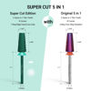 Picture of MelodySusie Super Cut Edition 5 in 1 Nail Drill Bits, 3/32'' Carbide Tungsten Multi-function Bits, Suitable for Manicure Pedicure Cuticle Gel Polishing, Green, Series Bit-M, C