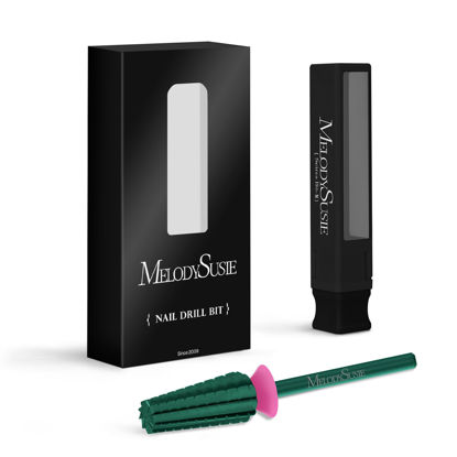 Picture of MelodySusie Super Cut Edition 5 in 1 Nail Drill Bits, 3/32'' Carbide Tungsten Multi-function Bits, Suitable for Manicure Pedicure Cuticle Gel Polishing, Green, Series Bit-M, Triple Coarse