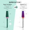 Picture of MelodySusie Super Cut Edition 5 in 1 Nail Drill Bits, 3/32'' Carbide Tungsten Multi-function Bits, Suitable for Manicure Pedicure Cuticle Gel Polishing, Green, Series Bit-M, Triple Coarse