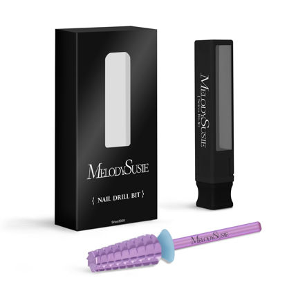 Picture of MelodySusie Super Cut Edition 5 in 1 Nail Drill Bits, 3/32'' Carbide Tungsten Multi-function Bits, Suitable for Manicure Pedicure Cuticle Gel Polishing, Purple, Series Bit-M, Quadruple Coarse