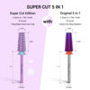 Picture of MelodySusie Super Cut Edition 5 in 1 Nail Drill Bits, 3/32'' Carbide Tungsten Multi-function Bits, Suitable for Manicure Pedicure Cuticle Gel Polishing, Purple, Series Bit-M, Quadruple Coarse