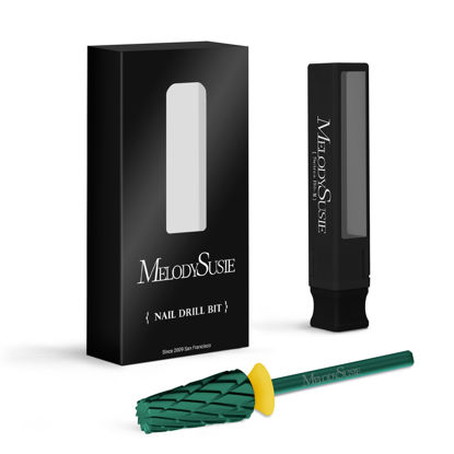 Picture of MelodySusie Super Cut Edition 5 in 1 Nail Drill Bits, 3/32'' Carbide Tungsten Multi-function Bits, Suitable for Manicure Pedicure Cuticle Gel Polishing, Green, Series Bit-M, 2XC
