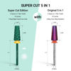 Picture of MelodySusie Super Cut Edition 5 in 1 Nail Drill Bits, 3/32'' Carbide Tungsten Multi-function Bits, Suitable for Manicure Pedicure Cuticle Gel Polishing, Green, Series Bit-M, 2XC