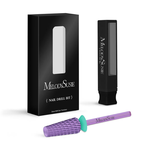 Picture of MelodySusie Super Cut Edition 5 in 1 Nail Drill Bits, 3/32'' Carbide Tungsten Multi-function Bits, Suitable for Manicure Pedicure Cuticle Gel Polishing, Purple, Series Bit-M, C