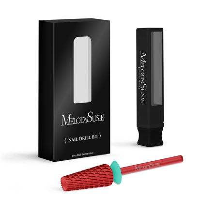 Picture of MelodySusie Super Cut Edition 5 in 1 Nail Drill Bits, 3/32'' Carbide Tungsten Multi-function Bits, Suitable for Manicure Pedicure Cuticle Gel Polishing, Red, Series Bit-M, C