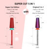 Picture of MelodySusie Super Cut Edition 5 in 1 Nail Drill Bits, 3/32'' Carbide Tungsten Multi-function Bits, Suitable for Manicure Pedicure Cuticle Gel Polishing, Red, Series Bit-M, C